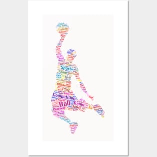 Basket Ball Player Silhouette Shape Text Word Cloud Posters and Art